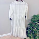 KILOL Midi tiered tunic dress, polka dot print, sheer,deep side slits,buttons XS Black Photo 3