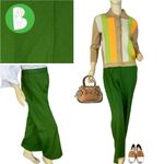 VINTAGE CIRCA 1970'S ALEX COLMAN GREEN FLARE LEG ELASTIC WAIST PANTS (M) Size M Photo 1
