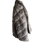 Danielle France Gray Rabbit Fur Winter Coat with Pink Lining size Medium Photo 1
