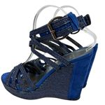 Stuart Weitzman Stuart Whitman blue suede rope espadrille wedge sandals 9 Photo 2
