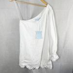 Hill House Mila One Shoulder Mini Dress White Linen Size Medium Photo 2