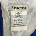 J Peterman | Size 0 | Royal Blue Battenberg Lace White Linen Lined Sheath Dress Photo 2