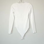 Forever 21 Bodysuit  Long Sleeve Deep V-Neck Ribbed White Photo 2