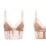 SNT Elegant Beige and White Floral Lace Top S Tan Photo 9