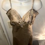 Newport News Gold satin long beaded sequins Slip nightgown lingerie NWTS size 6 Photo 1