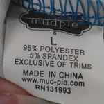 Mud Pie  Sleeveless Green Blue Girls Dress L 12-14 Gold Buttons Stretch Tie Photo 7