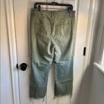 Verve Wide Leg Distressed Cropped Denim Olive Jeans 100% Cotton Size 29 Green Photo 3