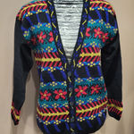 Norton Mcnaughton Vintage  Petites Bright Funky Floral Cardigan Sweater Photo 0