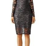 Monique Lhuillier ML Black Metallic Floral Lace Sheath Dress Size 2 US $500 Photo 0