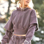 Free People  Movement Snow Flow Cropped Hoodie Sweatshirt Gray S Active Overszd Photo 0