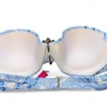 Victoria's Secret Victoria’s Secret blue & white paisley bandeau bikini top w/ rhinestone accents Photo 1