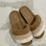 Chinese Laundry Treat Fluffy Slide Sandal in Beige Fur Colorblock Women’s Size 7 Photo 5