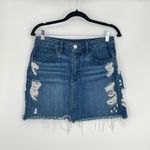 3x1  NYC Women's Blue Celine Frayed Distressed Denim A-line Mini Skirt Size 26 Photo 2