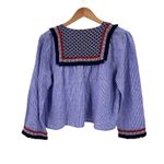 MISS LILLY Blue & White Stripe Embellished Folkloric Open Top/Cardigan Size S/M Photo 3