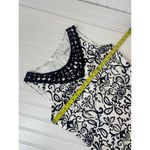 Studio I  Mini Shift Dress White & Black Print Jeweled Sleeveless Womens Size 8 Photo 2