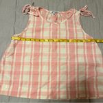 Madewell  Petal Pink Gingham / Plaid Shift Cotton Tank Top with Tie Details Photo 3