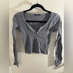 Brandy Melville  Slate Blue Zelly Long Sleeve Crop Photo 2