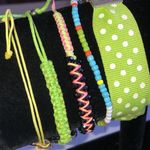 Lot of 5 Colorful Green Yellow Shroom Boho Beaded Adjustable Bracelets Photo 2