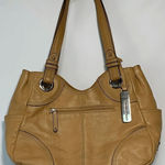 Tignanello Tan Pebble Leather Shoulder Tote Bag Purse Silver Hardware Photo 0