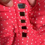 Cacique Women's  Ruched Bandeau Coral White Polka Dot Swimsuit Size 38D EUC #5036 Photo 4