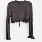 Majorelle Revolve Elena Heather Grey Knit Tie Front Cardigan Coquette Ruffle Top Photo 3