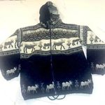 Artesanias Tuntaquimba Handmade Wool Moose Fair Isle Hoodie Sweater XS Blue Photo 0