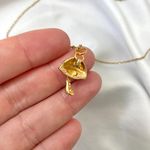 VTG Dainty Mini Mushroom Boho Fairy Preppy Whimsical Pendant Necklace Gold Photo 3