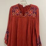 JODIFL  burnt orange rust color embroidered long sleeve dress Photo 6