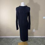 525 America Black Collar Ribbed Long Duster Sweater Cardigan Sz M Grunge Goth Photo 3