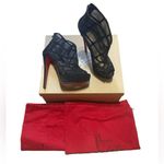 Christian Louboutin Mesh Altarakna 150 Black Suede Platform High Heeled Booties Photo 1