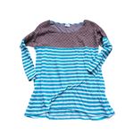 Anthropologie  Postage Stamp Long Sleeve Top Large Striped Artsy Boho Funky Twee Photo 1