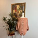 New York Company Jeans Sweater NYCO Soho Lace up Black 3/4 Sleeve Small Pink Photo 4