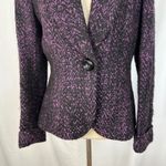 Tahari Arthur S. Levine Blazer Women's 6 Purple Black Tweed One Button‎ Career Photo 2