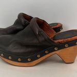 Lucky Brand  Brown Leather Maddox Wooden Platform Heels Size 6.5 Photo 6