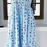 Banjanan Maya Cotton Ruffled Foliage Floral Dress, Blue Size S New w/Tag $425 Size M Photo 2