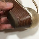 Coach Vienna Gold Pebble Leather T-Strap Wedge Sandal Photo 12