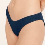 J.Crew Textured Curved Waist Cheeky Bikini Bottom BC050 Navy Blue Photo 1
