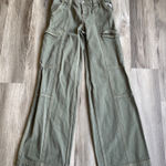 PacSun  Low‎ Rise Puddle Army Green Denim Wide Leg Cargo Pants Jeans XS Photo 0