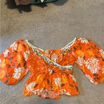 Free People Free Burnt Orange Floral Mirabella A-Line Peplum Top Size S Photo 2