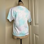PINK - Victoria's Secret Victoria’s Secret PINK Cropped Light Blue, Lavender & White Tie Dye Shirt Sz M Photo 8
