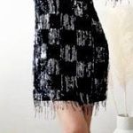 ZARA  NWT BLOGGER FAVORITE  SEQUIN appliqué FRINGED BLACK/SILVER MINI DRESS L Photo 0