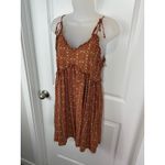 Patrons of Peace  Women's M Brown Geometric Print Mini Dress Spaghetti Straps Photo 6