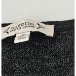 Nanette Lepore Black Lurex Ribbed Balloon Sleeve Sweater Silver Buttons sz M Photo 8