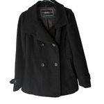 BNCI by Blanc Noir Black Wool Blend Double Breasted Pea Coat Size S Photo 1