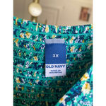 Old Navy  Ditsy Floral Dress Mini Smocked Teal Summer Wedding 3X Sleeveless Boho Photo 3