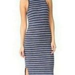 Splendid Mock Neck Striped Ribbed Midi Tank Dress. Size Medium. Photo 0