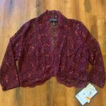 R & M Richards R & M Richard’s NWT Bolero Jacket Wine color 3/4 Sleeve Lace Sequin Scalloped Photo 0