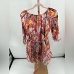 Elizabeth and James  red floral short dress 3/4 sleeve 100% cotton size medium Photo 4