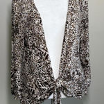 Chico's Vtg Travelers Size 1 Leopard Cheetah Print Wrap Blouse Soft Cardigan Photo 0