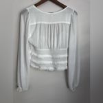 Free People  Solid babydoll Lolita Blouse Long Sleeve Top White ruched smock S Photo 6